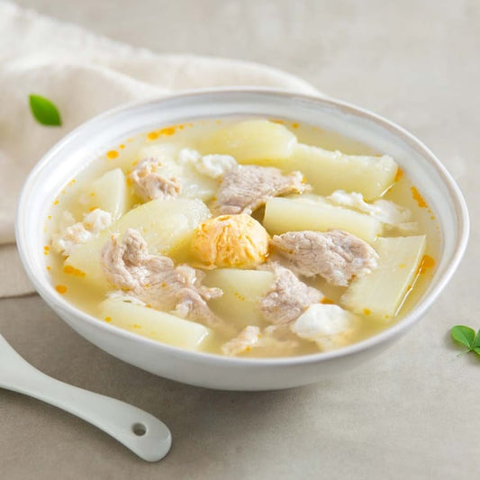 節瓜蝦米鹹蛋排骨湯 Fuzzy melon salted egg pork rib dried shrimp soup