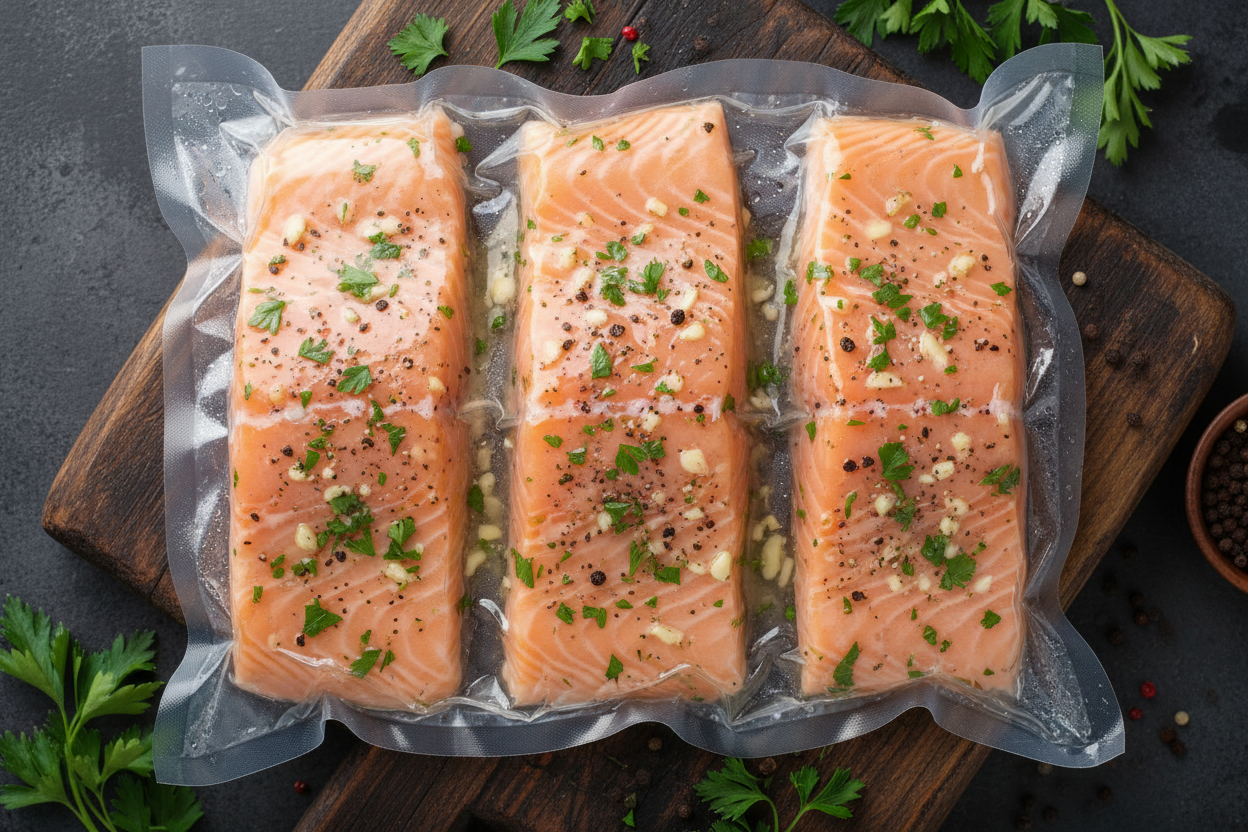 蒜蓉牛油香草慢煮三文魚 Sous Vide Salmon with Garlic Butter and Parsley (Cooked and Delivered in a Vacuum Bag)